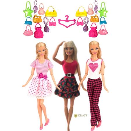 Barbie kleding - Poppenkleertjes - Barbie speelgoed - Speelgoed - Modepoppen kleren - Barbiepop kleren - 15 stuks - Inclusief accessoires